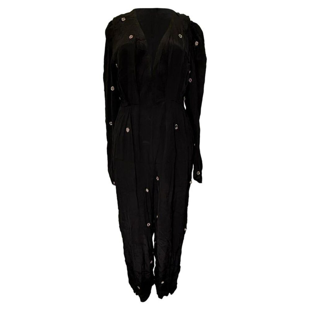 Farm Rio Mirror Beaded Jumpsuit in Black Viscose